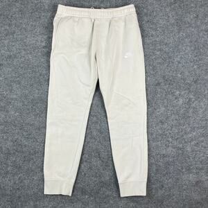 Nike Jogger Sweatpants Mens Size L Beige Drawstring Cuffed Athletic Casual Pants